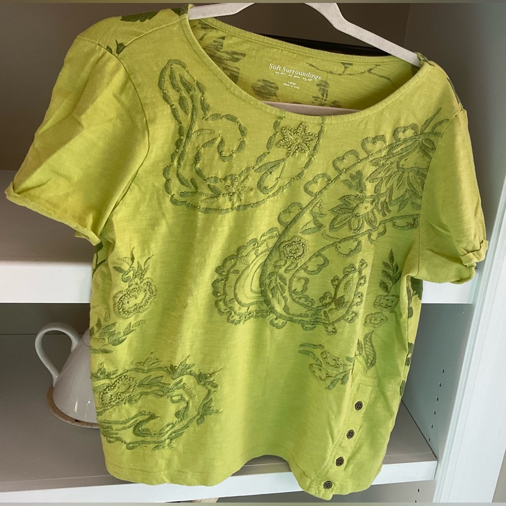 Soft Surroundings Embroidered Top Sz L